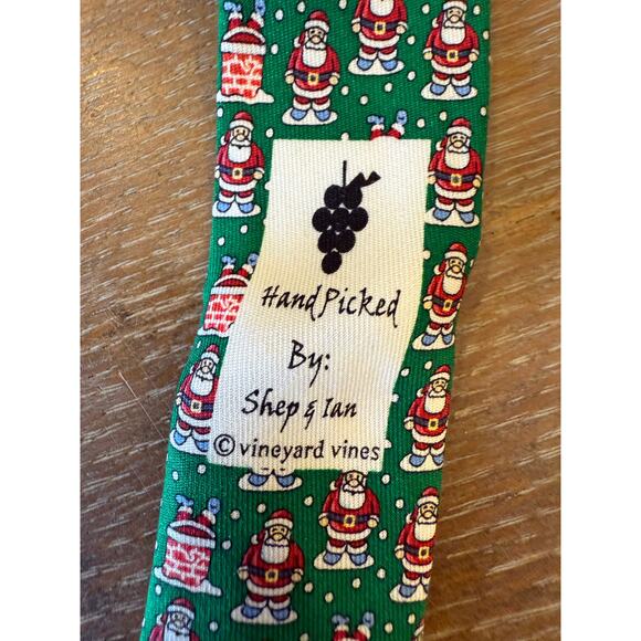 VINEYARD VINES Green Santa Claus Holiday Christmas Neck Tie Boys - Picture 3 of 5